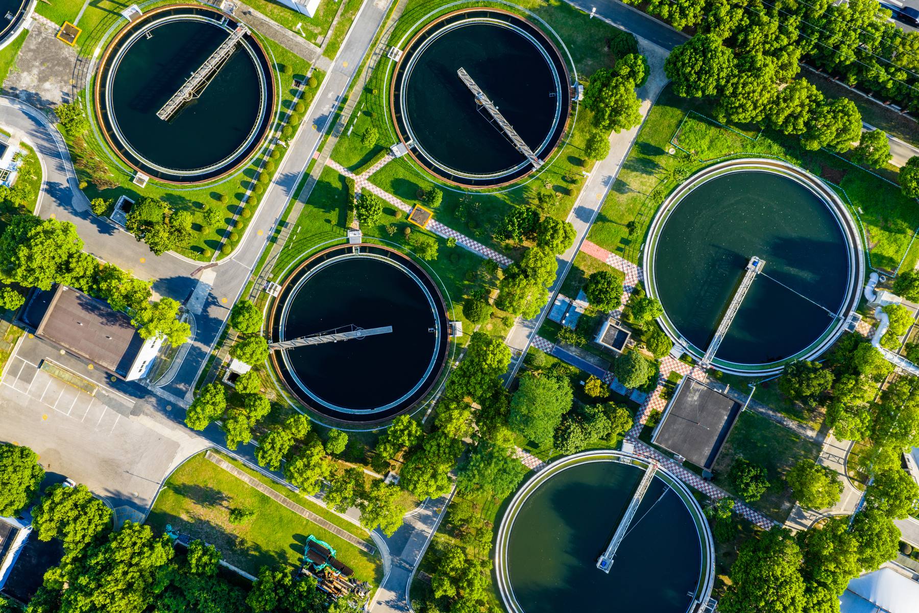 Aerial view of a water treatment facility